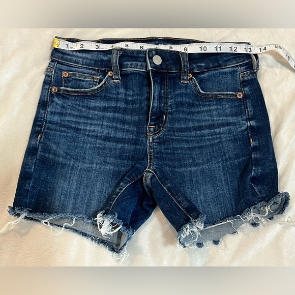 American Eagle Outfitters Women's Blue Hi-Rise Shortie Denim Shorts Size 0 - Picture 8 of 12